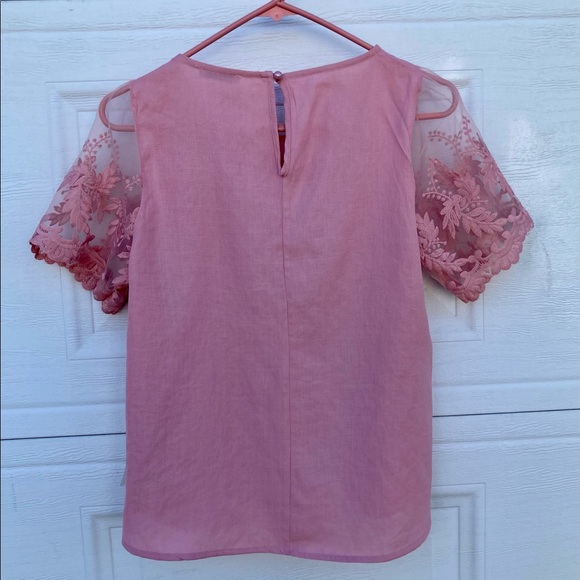 NWT Iris Small Pink Lace Sleeves Blouse - Picture 5 of 12